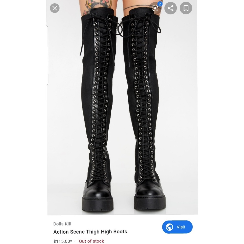 Current Mood Thigh High Combat Boot Size 7